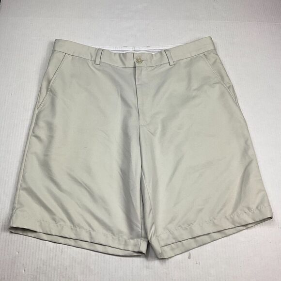 Greg Norman Mens Golf Chino Shorts Gray Performance Flat Front Stretch Size 36 - Picture 1 of 9